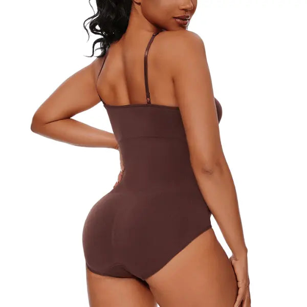 Vista traseira do body modelador marrom sem costura