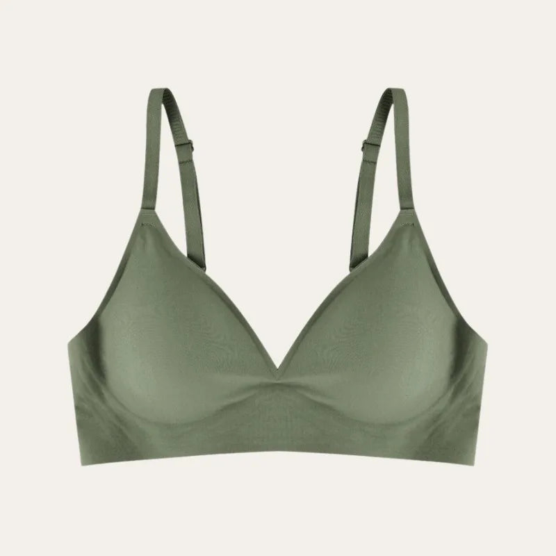 Bralette Sublime Le Liss verde oliva sem aros imagem de produto fundo neutro