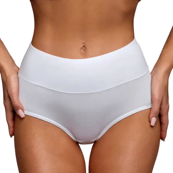 Cueca de algodão branca cintura média ajustada ao corpo com cós largo