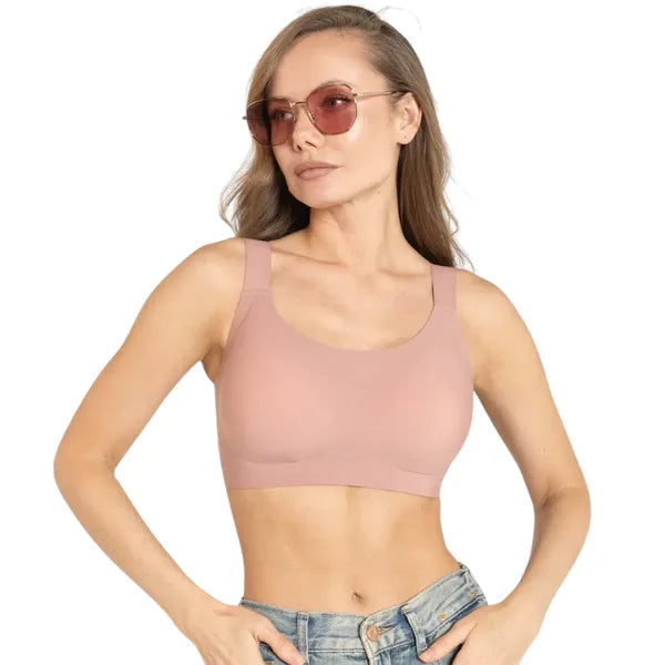 Soutien sem aro rosê Aura com copas moldadas e acabamento sem costuras