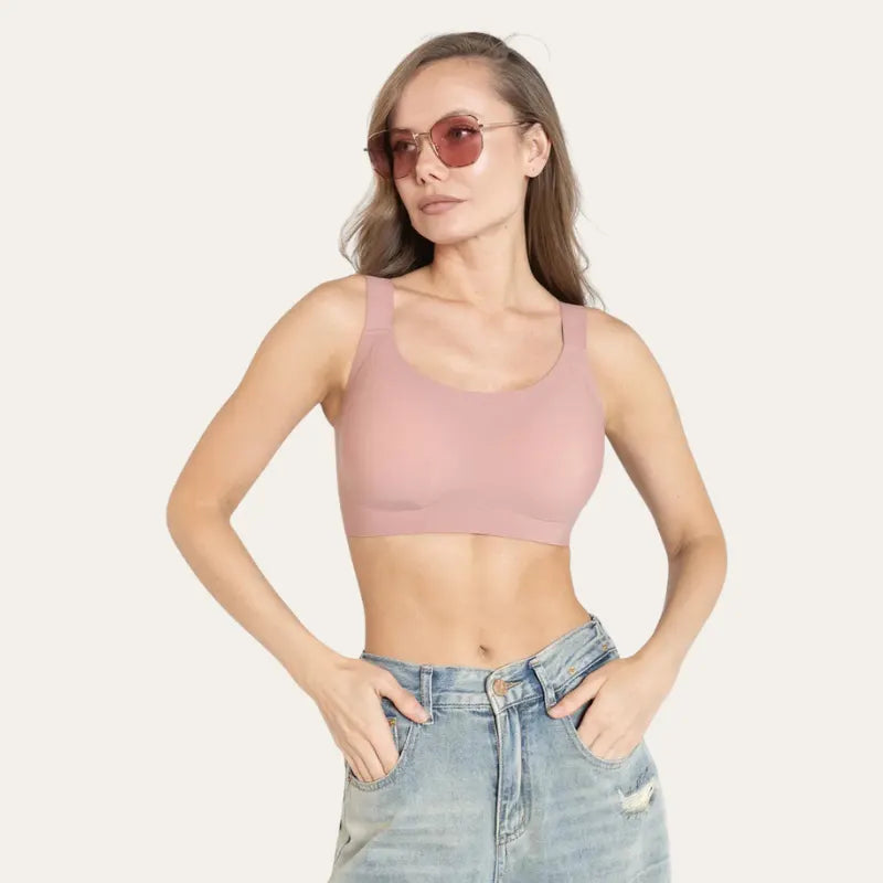 Soutien Aura Rosé Le Liss look completo com jeans vista frontal