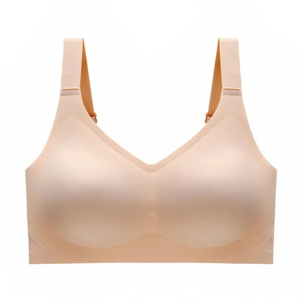 Soutien sem aro bege Grace com acabamento sem costuras e design minimalista.