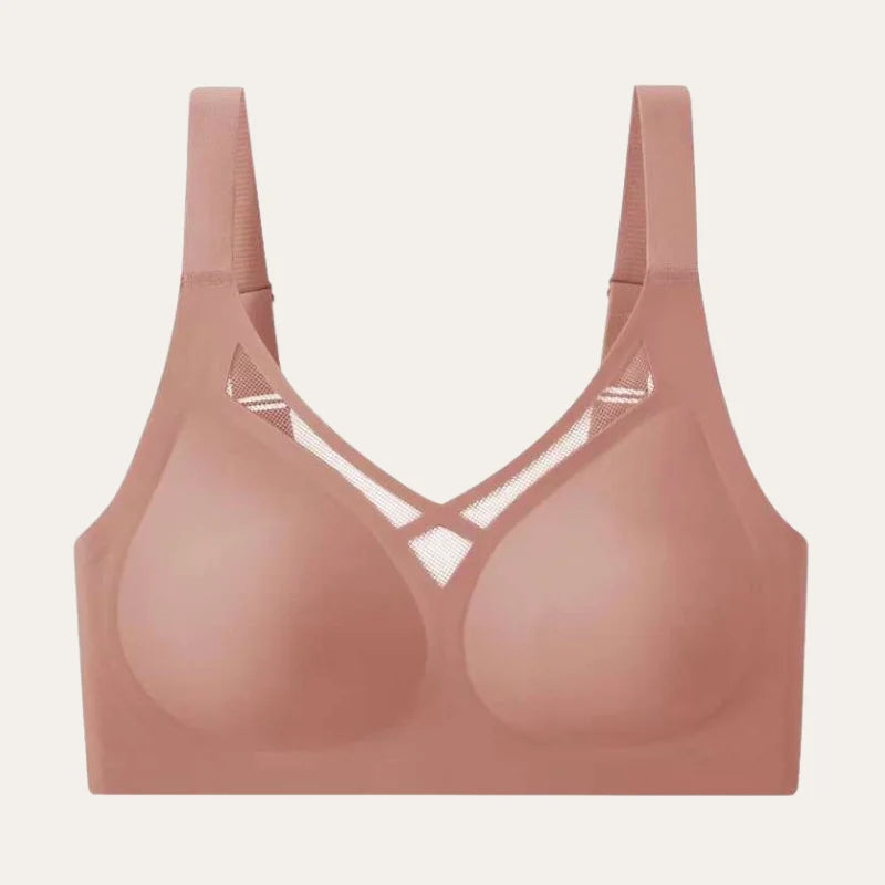 Soutien Savia Rosé – Le Liss, sem aro, com suporte elevado, design sem costura e decote em V com detalhe em tela