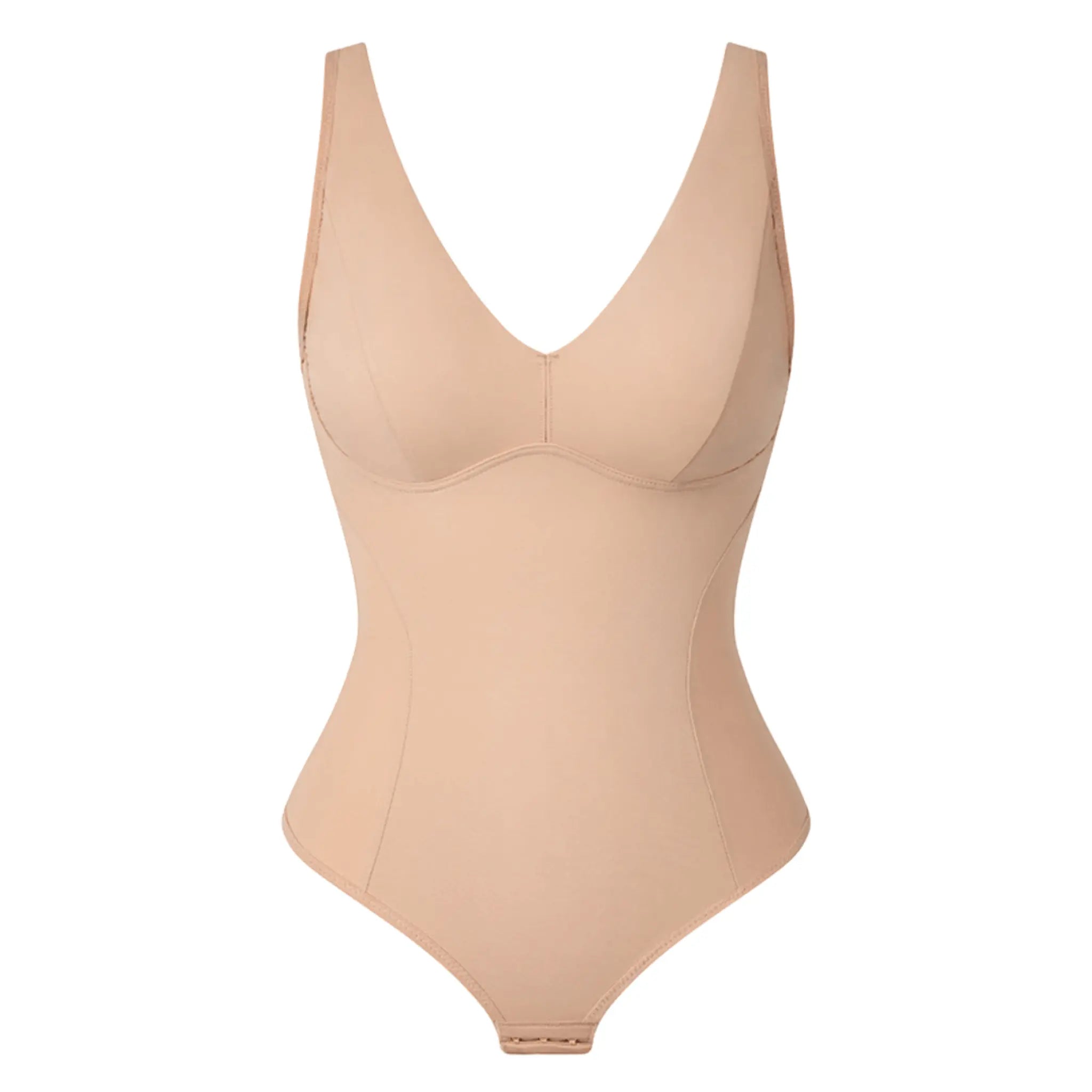 Body modelador bege inteiro com decote em U