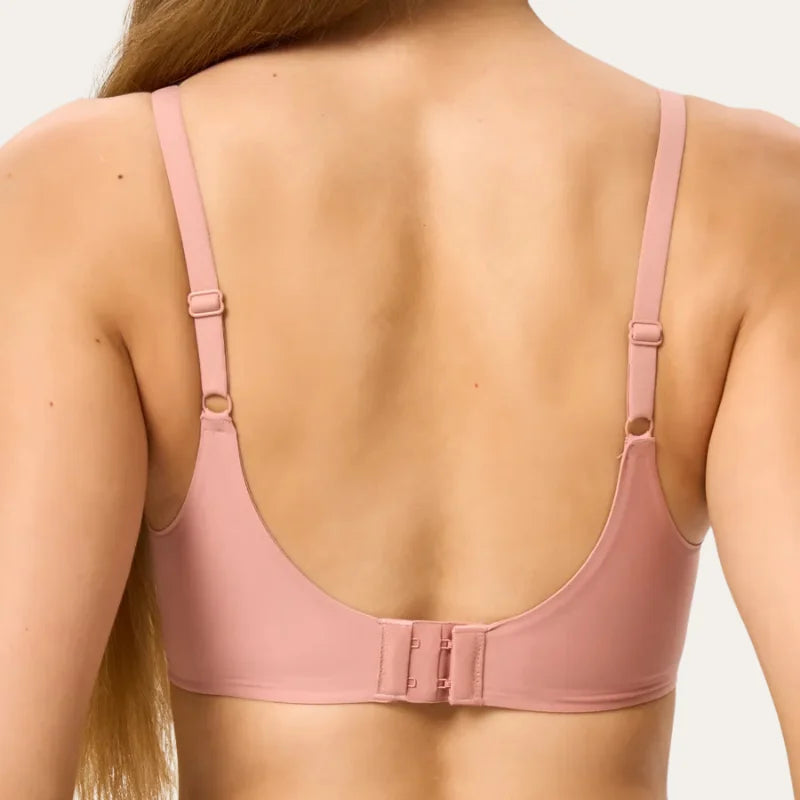 Bralette Sublime Le Liss rosé sem aros detalhe traseiro com fecho ajustável e alças finas