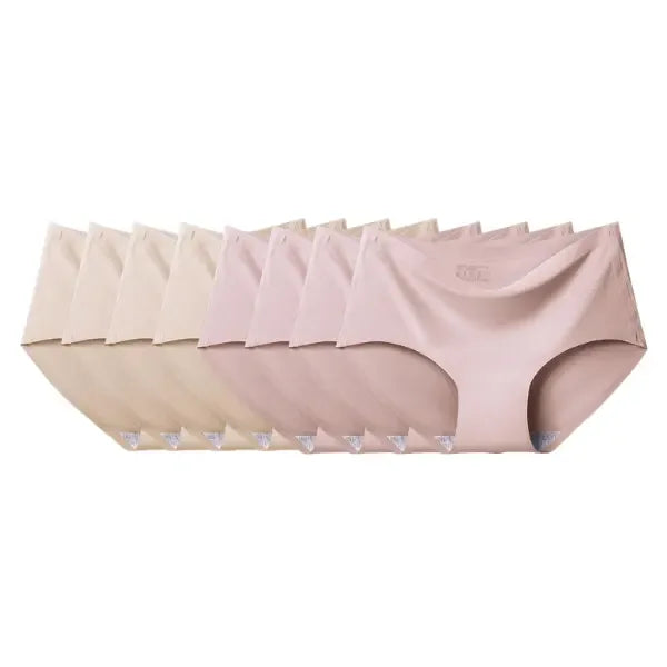 Pack com 8 cuecas femininas clássicas sem costura em tons de bege e nude da Le Liss.