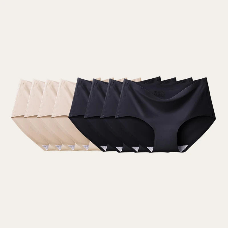 Pack com 8 cuecas essenciais sem costura nas cores preto e bege – Le Liss