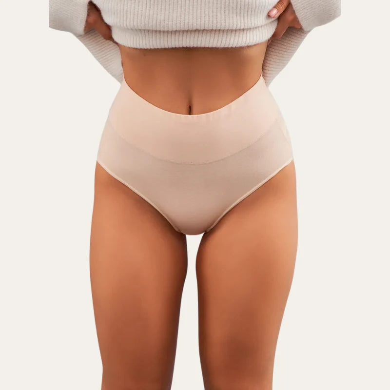 Vista frontal da cueca bege de cintura média – Cuecas Pure Beges Le Liss