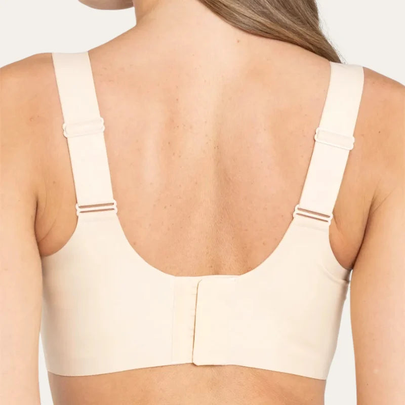 Soutien Aura Bege – vista posterior com fecho largo e alças reguláveis
