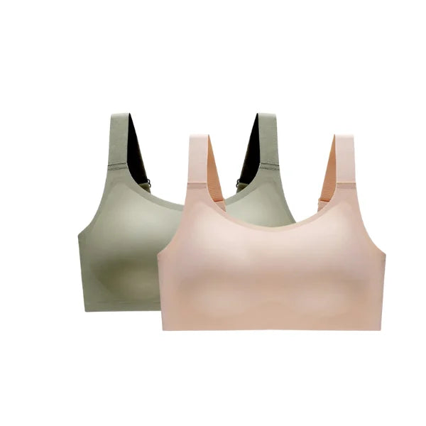 Pack com soutiens sem aro Aura nas cores bege e verde oliva.