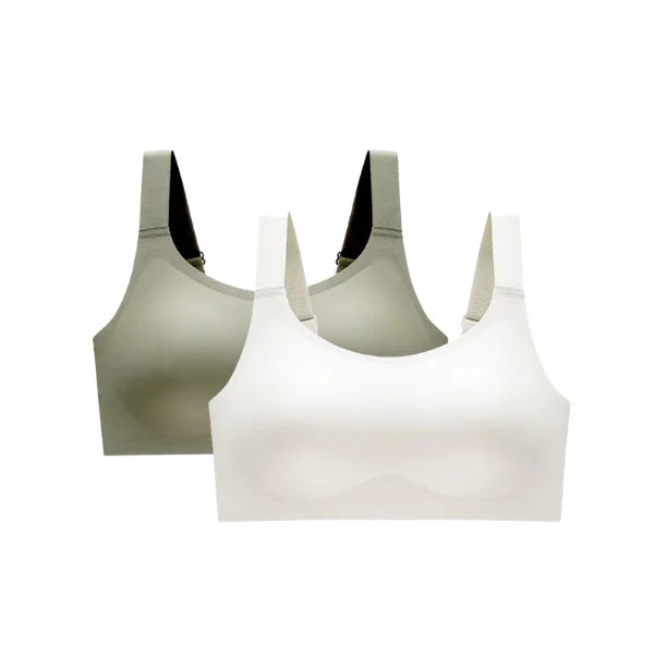 Pack com soutiens sem aro Aura nas cores verde oliva e branco.