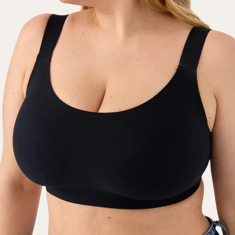Detalhe frontal do Soutien Aura Preto Le Liss sem aro
