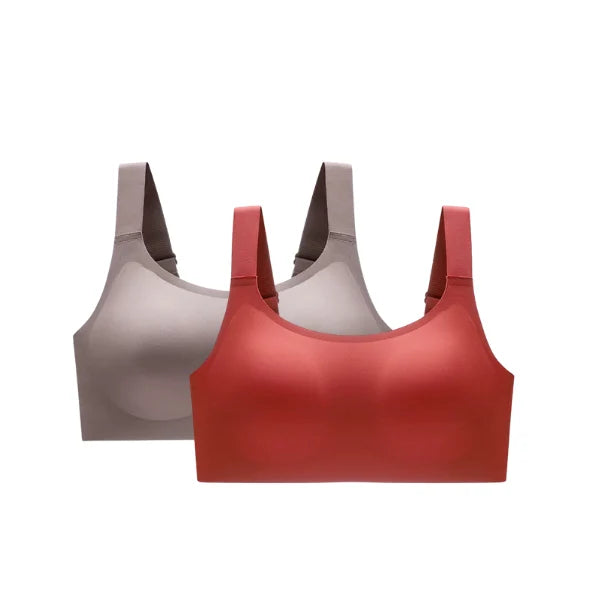 Pack com soutiens sem aro Aura nas cores nude e vermelho.