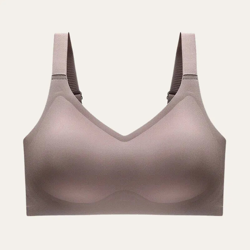 Soutien Grace nude Le Liss sem aro, com copas moldadas e tecido elástico que oferece sustentação confortável.