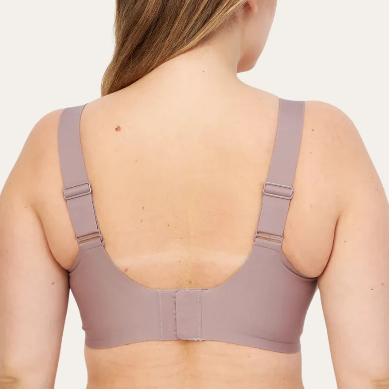 Soutien Nabel Le Liss nude sem aros vista traseira com alças largas reguláveis em modelo plus size