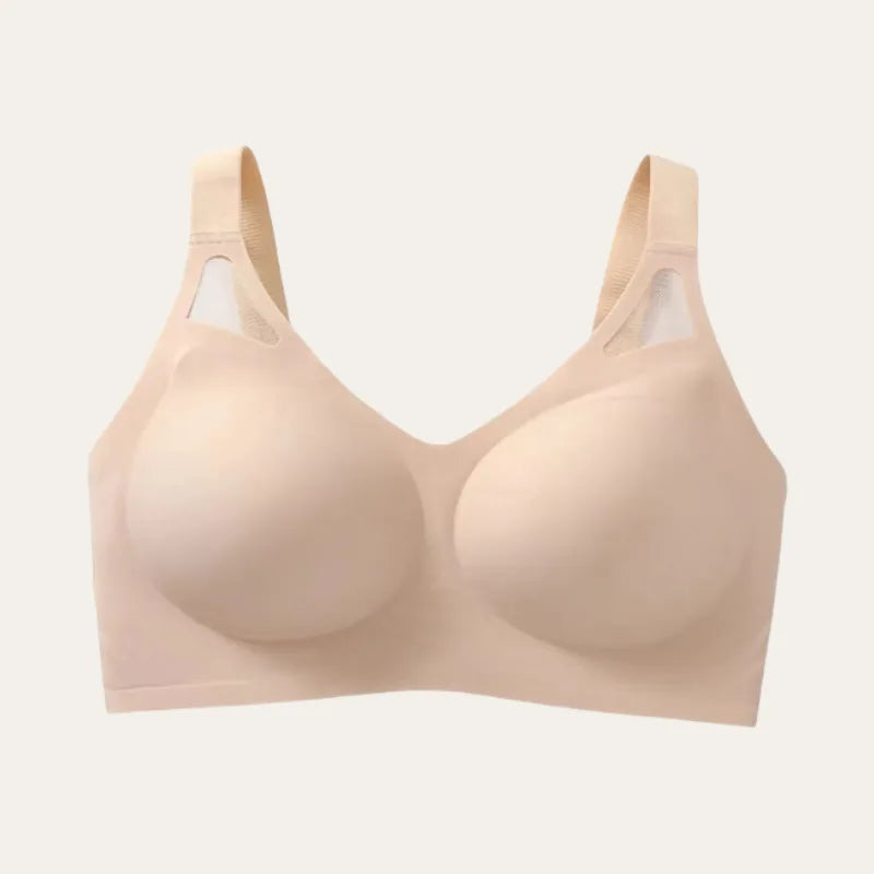 Soutien Pilier Le Liss bege sem aros com detalhe em mesh imagem de produto fundo neutro