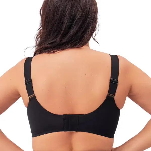 Costas do soutien preto redutor com fecho de colchetes