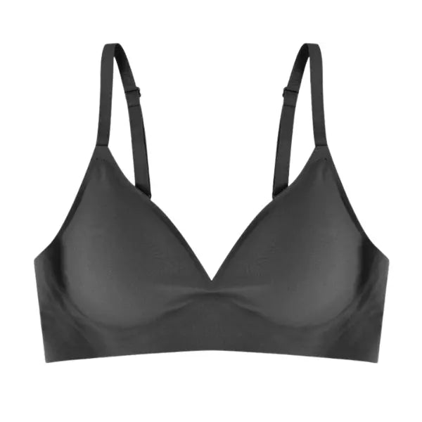 Sutiã triangular preto sem aro com alças finas ajustáveis